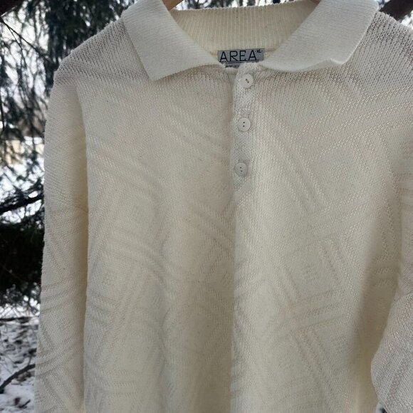 Vintage Area by TAG XL Collared Geometric Cream Sweater - Picture 2 of 5